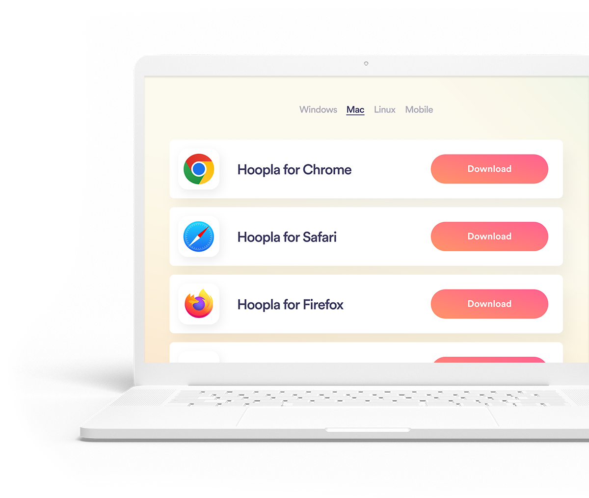Laptop with browser extension download buttons.