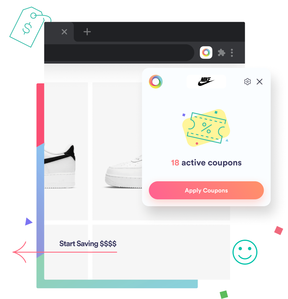Coupon code browser extension illustration
