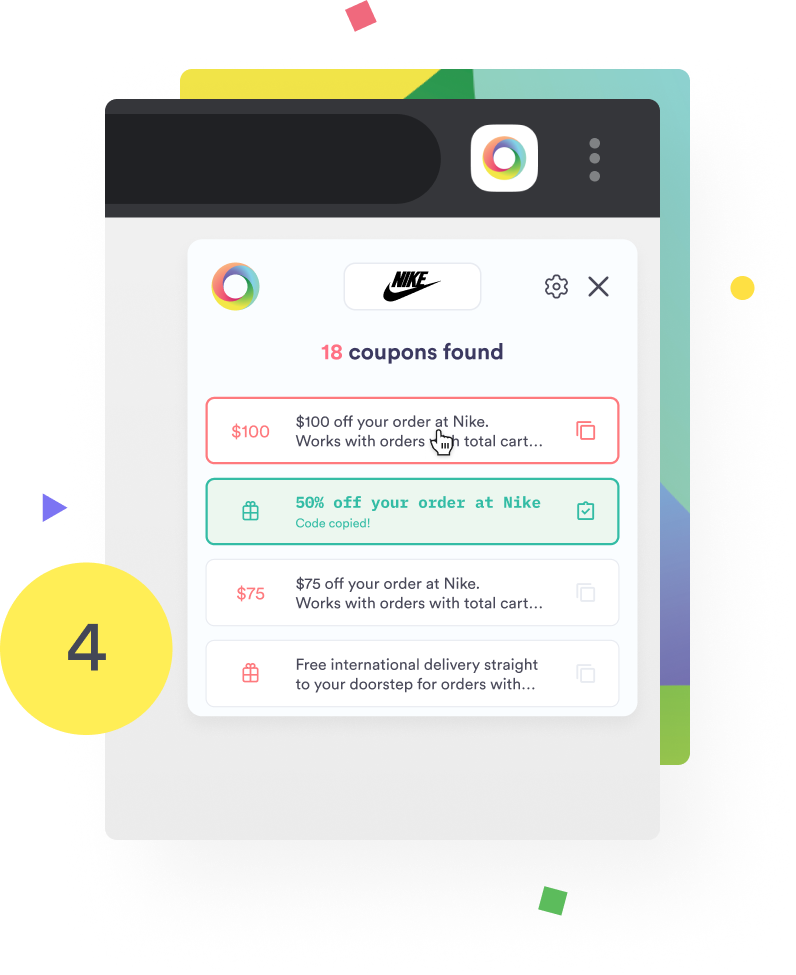 Browser extension coupons found